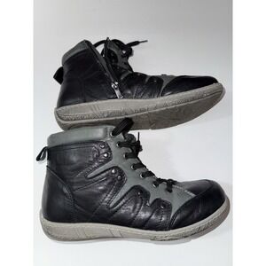 Mago Women Leather Ankle Boots Black Gray Zip Lace Up Sport Comfort EU 41 Us 10